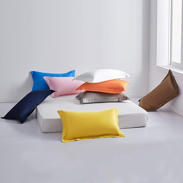 FLXXIE FLXXIE Microfiber Pillow Shams Set of 2 Soft Fade Resistant Envelope Closure Euro Sham Covers Orange 20x26 Inches - View 6 of 6