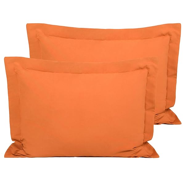 FLXXIE FLXXIE Microfiber Pillow Shams Set of 2 Soft Fade Resistant Envelope Closure Euro Sham Covers Orange 20x26 Inches
