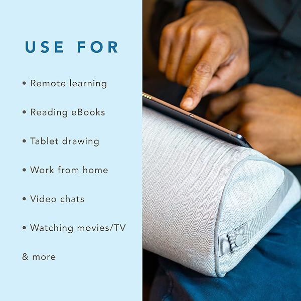 LapGear LapGear Heritage Microbead Tablet Pillow Stand with Phone Pocket Gray Herringbone Fits Most Tablets Style No 35608 - View 4 of 7