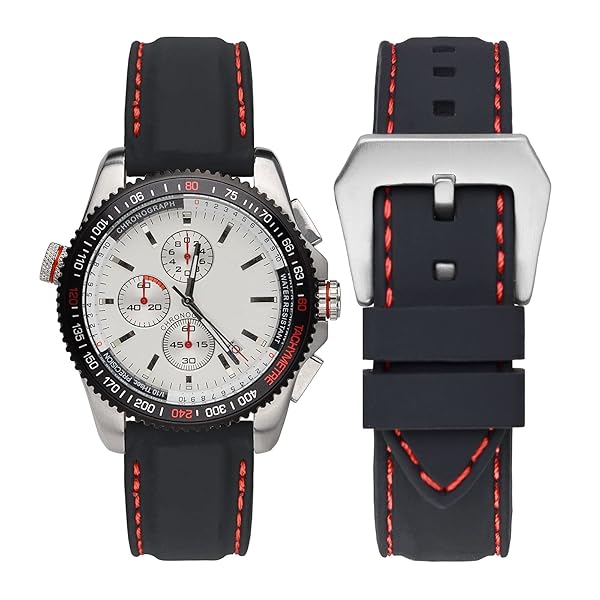 WOCCI WOCCI 18mm Silicone Rubber Watch Band with Silver Buckle Durable Black Strap for Men and Women - View 4 of 9