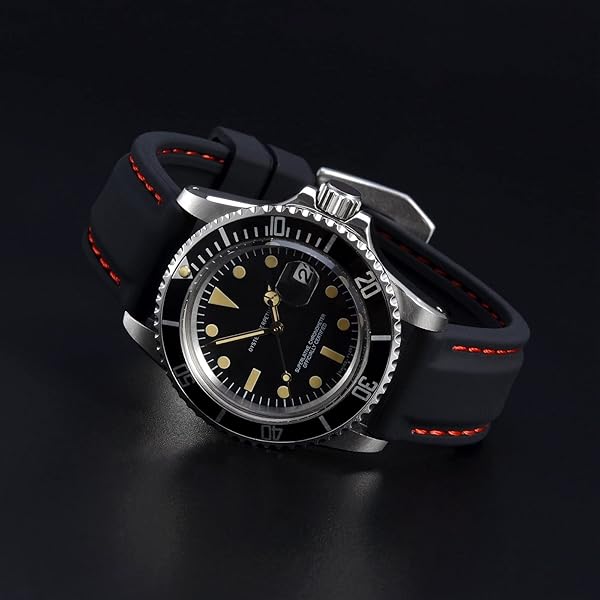 WOCCI WOCCI 18mm Silicone Rubber Watch Band with Silver Buckle Durable Black Strap for Men and Women - View 8 of 9