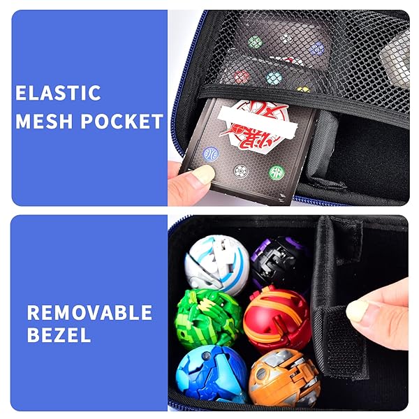 PAIYULE Bakugan Case for Baku Gear Pack Toy Organizer Storage for Bakucores Cards and Action Figures Blue Container Holder for Dragonoid Figure - View 4 of 7