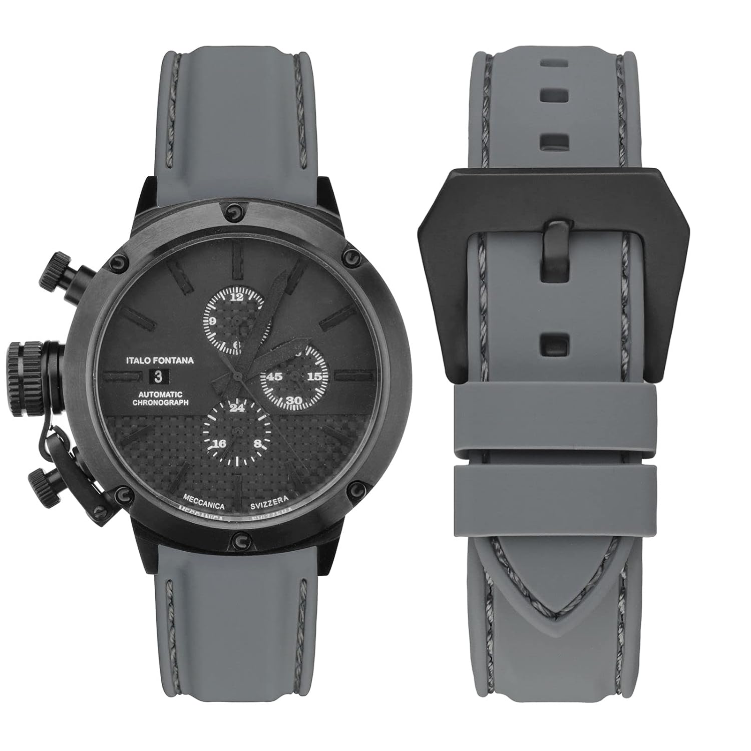 WOCCI WOCCI 20mm Silicone Rubber Watch Band with Black Buckle in Grey for Durable and Stylish Timepiece Replacement - View 4 of 9