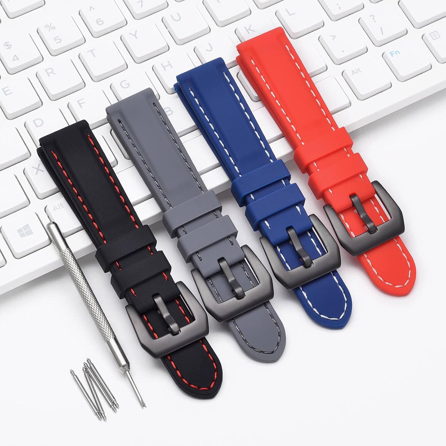 WOCCI WOCCI 20mm Silicone Rubber Watch Band with Black Buckle in Grey for Durable and Stylish Timepiece Replacement - View 7 of 9