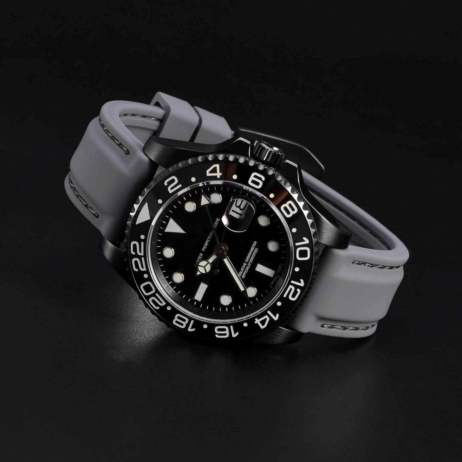 WOCCI WOCCI 20mm Silicone Rubber Watch Band with Black Buckle in Grey for Durable and Stylish Timepiece Replacement - View 8 of 9