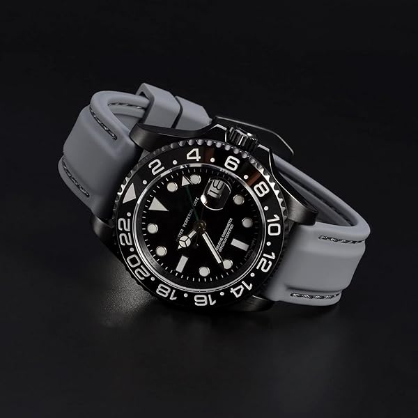 WOCCI WOCCI 18mm Silicone Rubber Watch Band with Black Buckle in Grey for Durable and Stylish Timepiece Replacement - View 8 of 9