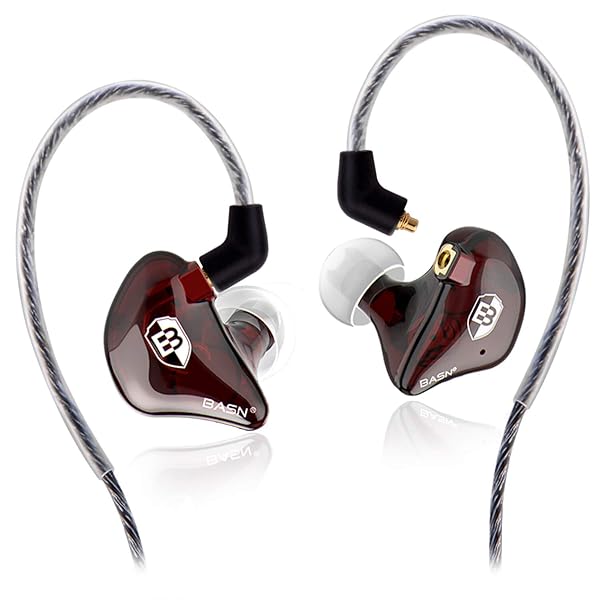BASN BASN High-Definition In-Ear Monitor Headphones for Musicians - Dual Dynamic Drivers & Noise-Isolating (Red) - View 2 of 8
