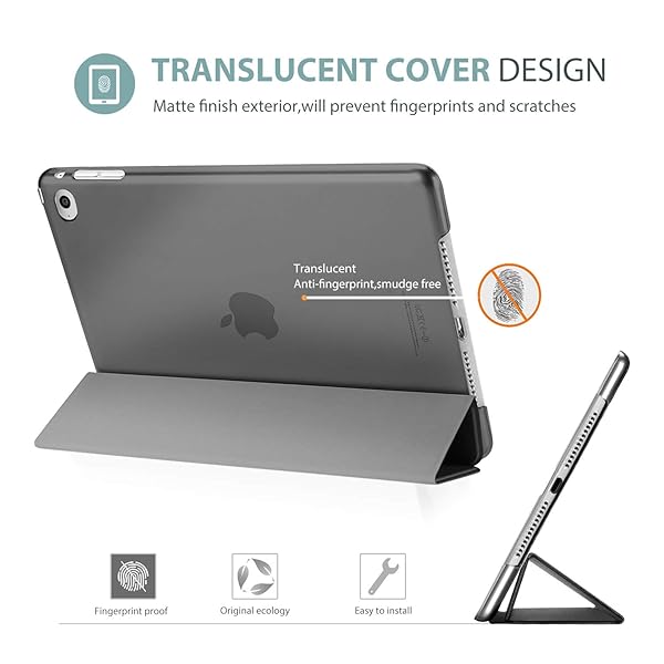 ProCase ProCase Smart Case for iPad Air 2 Ultra Slim Lightweight Stand Protective Shell Grey Translucent Frosted Back Cover 2014 Release - View 4 of 8