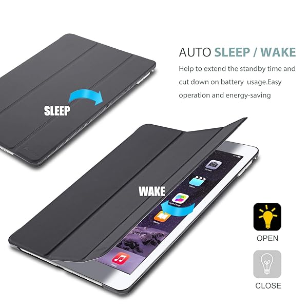 ProCase ProCase Smart Case for iPad Air 2 Ultra Slim Lightweight Stand Protective Shell Grey Translucent Frosted Back Cover 2014 Release - View 7 of 8