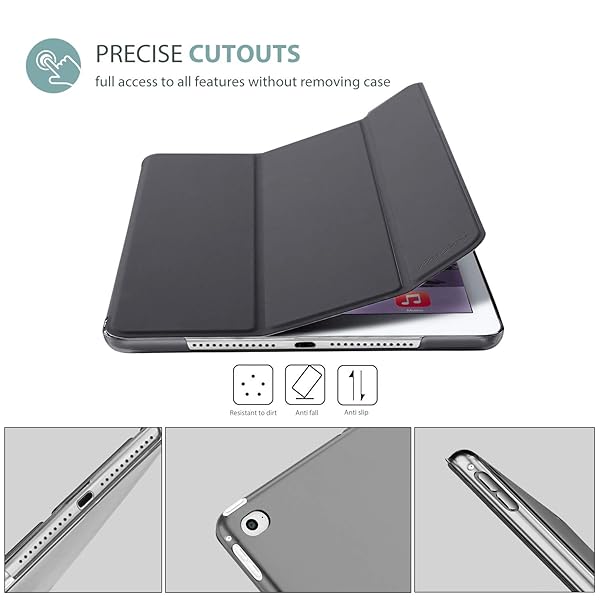 ProCase ProCase Smart Case for iPad Air 2 Ultra Slim Lightweight Stand Protective Shell Grey Translucent Frosted Back Cover 2014 Release - View 8 of 8