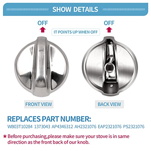 Konduone 5 Pack WB03T10284 Oven Knobs Replacement for GE Range Stove Compatible with 191D5100 Replaces 1373043 AP4346312 AH2321076 EAP2321076 PS2321076 - View 2 of 6