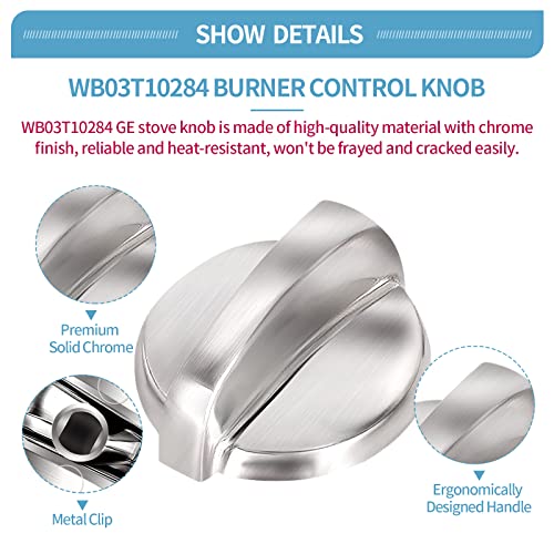 Konduone 5 Pack WB03T10284 Oven Knobs Replacement for GE Range Stove Compatible with 191D5100 Replaces 1373043 AP4346312 AH2321076 EAP2321076 PS2321076 - View 3 of 6