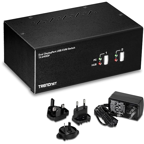 TRENDnet TK-240DP 2-Port Dual Monitor KVM Switch: 4K UHD, Audio, USB Hub for DisplayPort Monitors