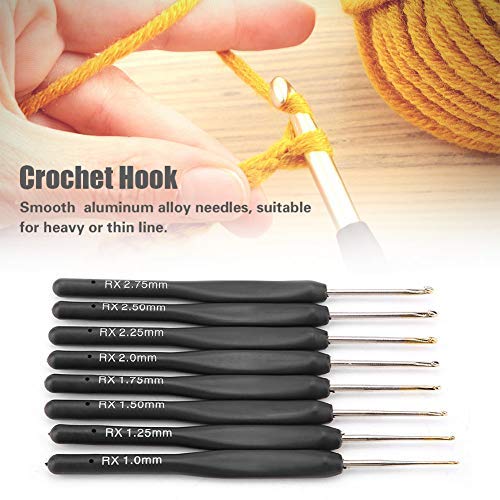 Hilitand 8Pcs Ergonomic Black Crochet Hooks Set - Soft Handle, 1mm to 2.75mm Sizes for Comfortable Knitting - View 4 of 10