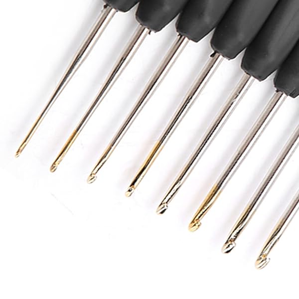 Hilitand 8Pcs Ergonomic Black Crochet Hooks Set - Soft Handle, 1mm to 2.75mm Sizes for Comfortable Knitting - View 6 of 10