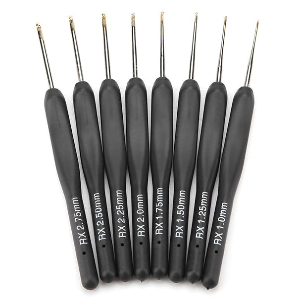 Hilitand 8Pcs Ergonomic Black Crochet Hooks Set - Soft Handle, 1mm to 2.75mm Sizes for Comfortable Knitting - View 2 of 10