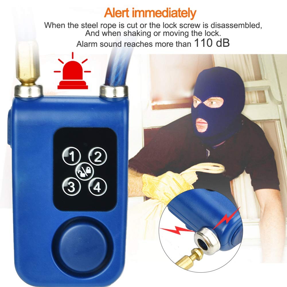 Sonew Sonew Smart Keyless Alarm Lock 110db Anti-Theft Chain Lock for Motorcycle and Gates Blue - View 5 of 9