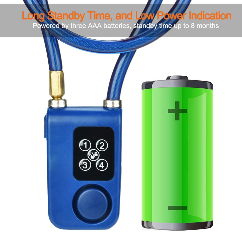 Sonew Sonew Smart Keyless Alarm Lock 110db Anti-Theft Chain Lock for Motorcycle and Gates Blue - View 8 of 9