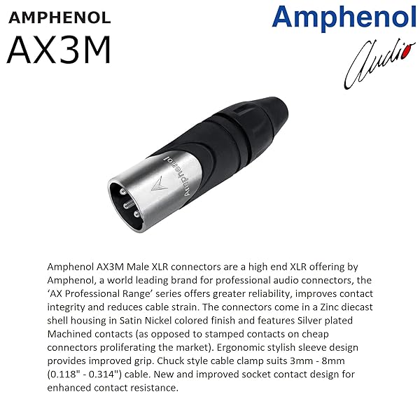 WORLDS BEST CABLES Worlds Best Cables 2 Units 1 Foot Canare L-4E6S Star Quad Balanced Microphone Cables with Amphenol AX3M AX3F Silver XLR Connectors - View 6 of 9