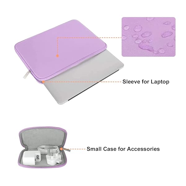 MOSISO MOSISO Laptop Sleeve for MacBook Air Pro 13-13.3 inch and 14 inch M4 M3 M2 M1 Chip Neoprene Bag with Small Case Purple - View 3 of 10
