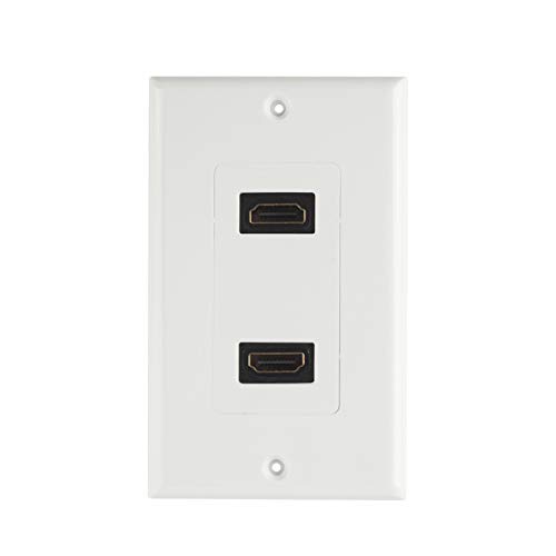 TENINYU Dual HDMI Wall Plate 2 Port 4K UHD ARC Ethernet Pass-Thru Support 1-Gang White for 2 HDMI Connections