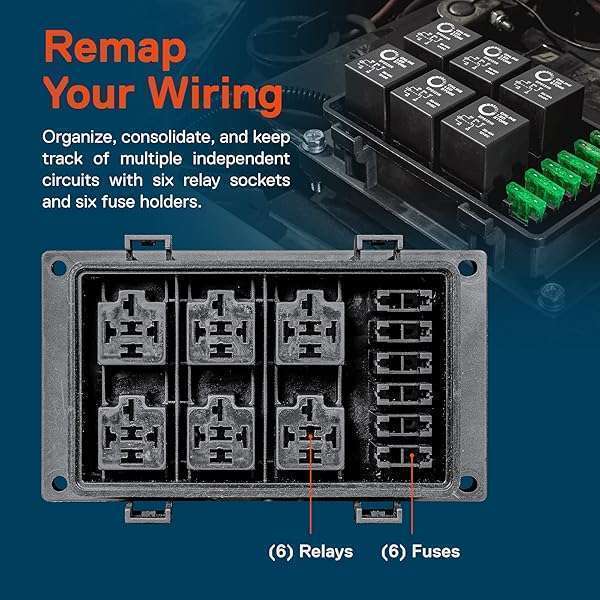 ONLINE LED STORE True Mods 12V DC Waterproof Relay Box - 6 Bosch Style Relays & ATC/ATO Fuse Holders for Cars & Marine Use - View 4 of 10