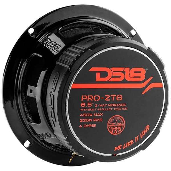 DS18 DS18 PRO-ZT6 6.5-Inch 2-Way Pro Audio Speakers - 450W Max, Water Resistant, Built-in Tweeter, Black Mesh Grill - View 10 of 10