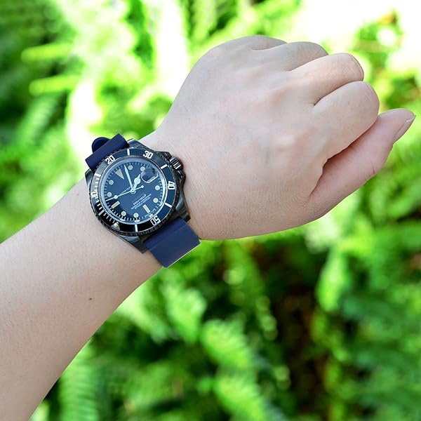 WOCCI WOCCI 24mm Dark Blue Silicone Rubber Watch Bands Premium Replacement Straps with Black Buckle - View 6 of 9