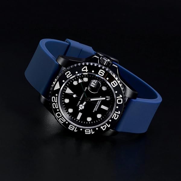 WOCCI WOCCI 24mm Dark Blue Silicone Rubber Watch Bands Premium Replacement Straps with Black Buckle - View 8 of 9