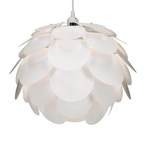 kwmobile "KWMobile Cherry Blossom Puzzle Pendant Lamp Shade - DIY Jigsaw Design for Ceiling & Floor Lamps - 15.7" White Shade"
