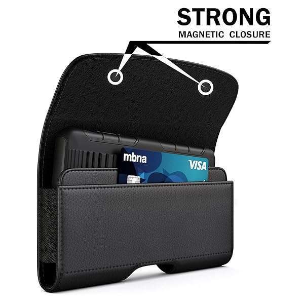 BOMEA Buy Bomea Cell Phone Belt Case for iPhone 16 Plus, Samsung S24+, ID Holder, Fits Otterbox - Black - View 3 of 7