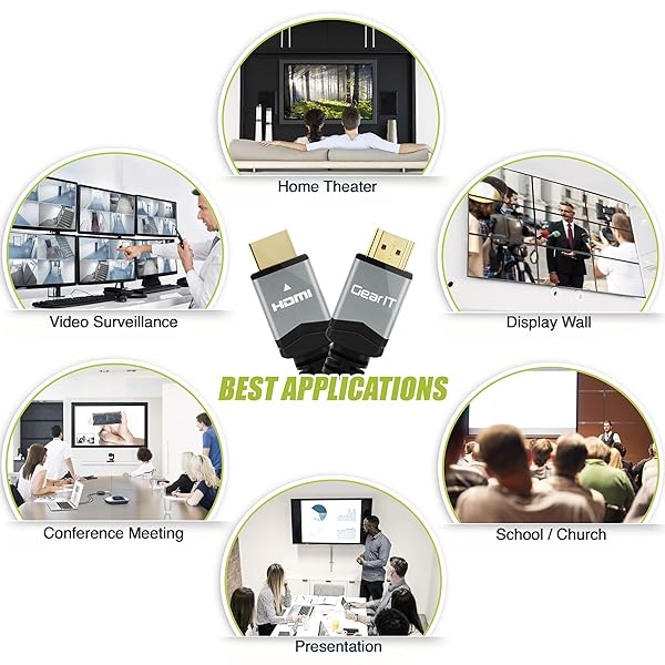 GEARit GearIT 10FT 8K HDMI 2.1 Ultra High Speed Cable 48Gbps for Apple TV Roku Netflix Playstation Xbox One X Sony LG Samsung QLED 8K Q900 TV - View 7 of 8