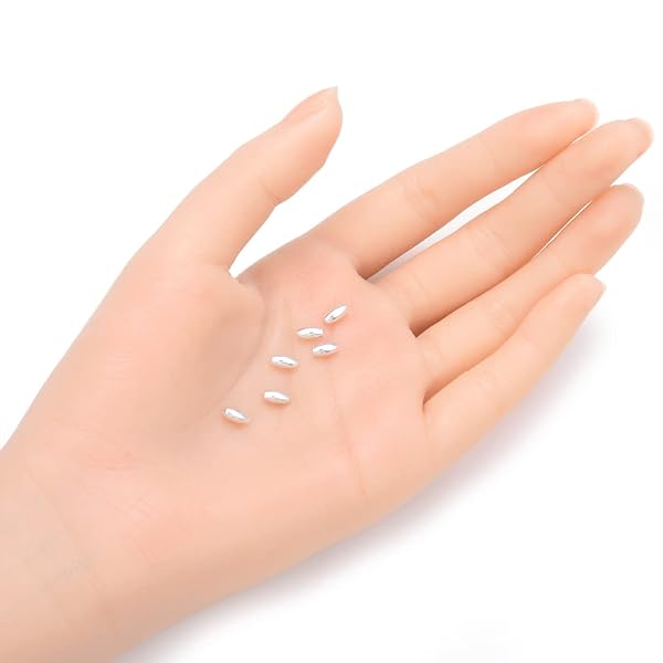 Adabele 100pcs Adabele 925 Sterling Silver Hypoallergenic Small Seamless Oval Rice Loose Beads for DIY Jewelry Making - View 3 of 5