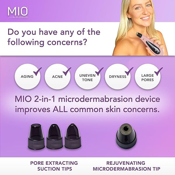 SPA SCIENCES Spa Sciences MIO Diamond Microdermabrasion Blackhead Remover Rechargeable Pore Suction Tool for Anti-Aging and Acne Scar Exfoliation - View 3 of 10