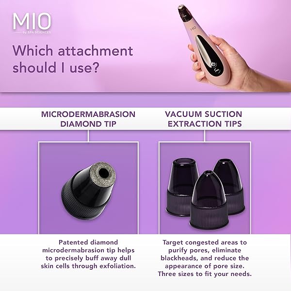 SPA SCIENCES Spa Sciences MIO Diamond Microdermabrasion Blackhead Remover Rechargeable Pore Suction Tool for Anti-Aging and Acne Scar Exfoliation - View 5 of 10
