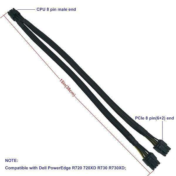 COMeap COMeap GPU Power Cable for Dell PowerEdge R720/R730 - 8 Pin to Dual 8 Pin PCIe Adapter for NVIDIA Tesla GPU - View 6 of 8