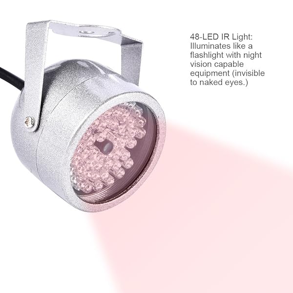 Zerone 48 LED Waterproof IR Illuminator for CCTV Night Vision - DC 12V 1A Outdoor Camera Replacement - View 6 of 10