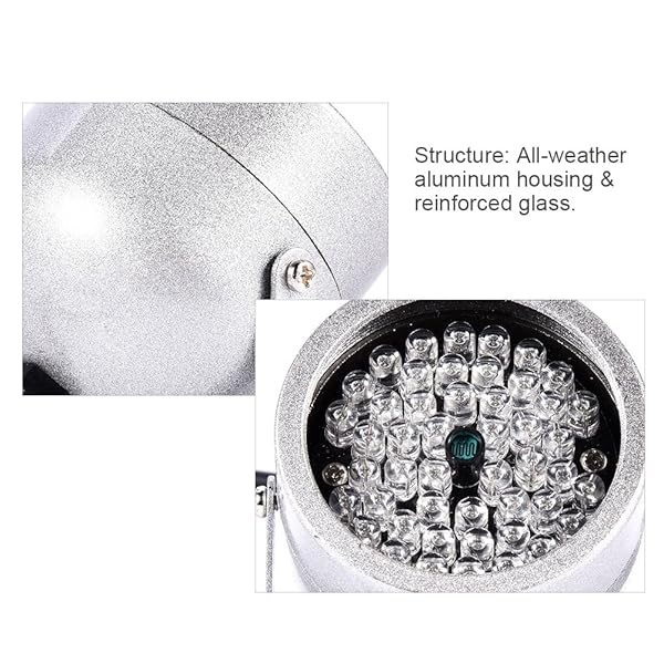 Zerone 48 LED Waterproof IR Illuminator for CCTV Night Vision - DC 12V 1A Outdoor Camera Replacement - View 7 of 10