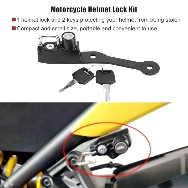 Acouto Aluminium Alloy Helmet Lock Kit for Yamaha MT-07 FZ-07 FJ-07 (2014-2017) - Secure Your Motorcycle Gear! - View 3 of 10