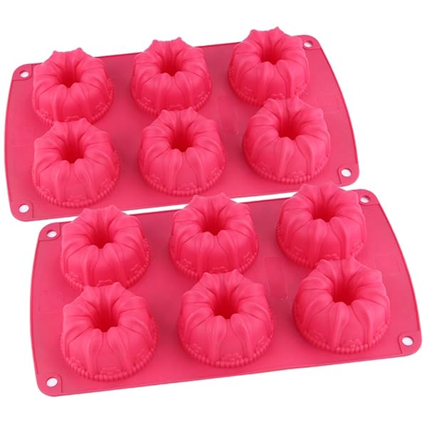 Webake Webake Non-Stick Silicone Mini Tube Cake Pan Set - Perfect for Fluted Kugelhopf Cakes (Pack of 2)