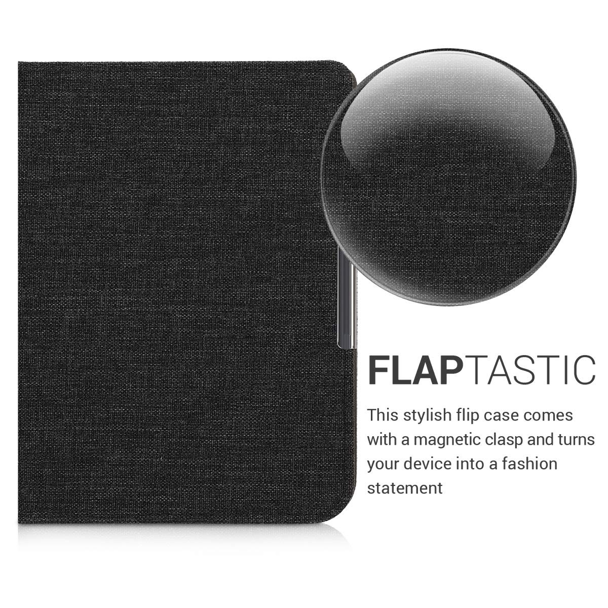 kwmobile kwmobile Dark Grey Fabric Case for Pocketbook InkPad 3/3 Pro/Color - Stylish Flip Folio e-Reader Cover - View 2 of 7