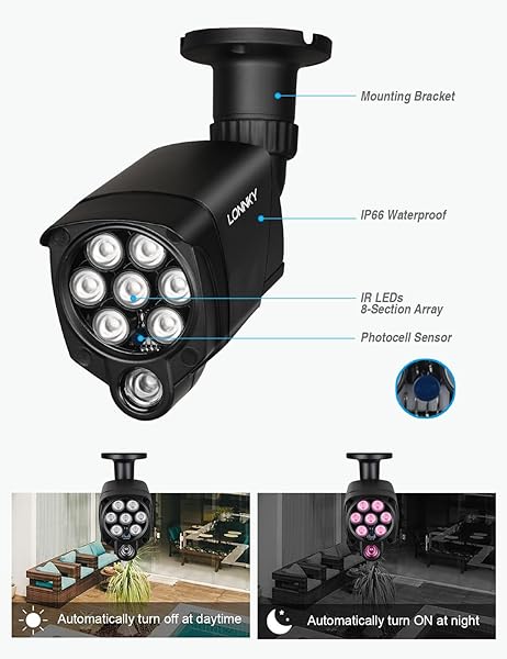 LONNKY LONNKY LED IR Illuminator Wide Angle 8-LEDs 90 Degree 100Ft IR Infrared Flood Light for CCTV Security Cameras, IP Camera, Bullet Camera, Dome Camera, Suitable for Outdoor and Indoor Use - View 9 of 10