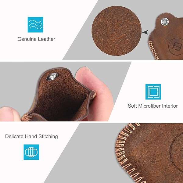 FINTIE Fintie Genuine Leather Case for Tile Mate & Pro - Anti-Scratch Key Finder Cover with Keychain, Brown (2024-2016) - View 6 of 9