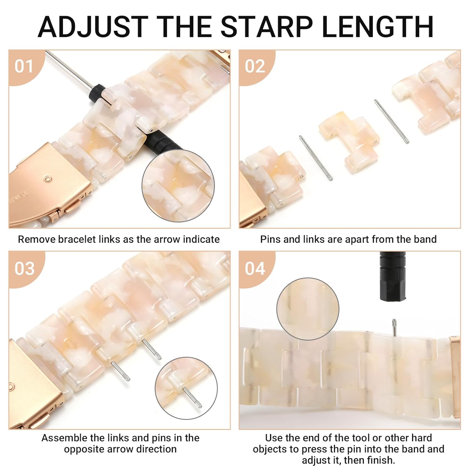 MAIRUI MAIRUI Pink Tan Resin Watch Band for Apple Watch 41mm 40mm 38mm Series 9 8 7 6 SE Slim Strap Bracelet for iWatch 5 4 3 2 1 Ultra Ultra 2 - View 3 of 8