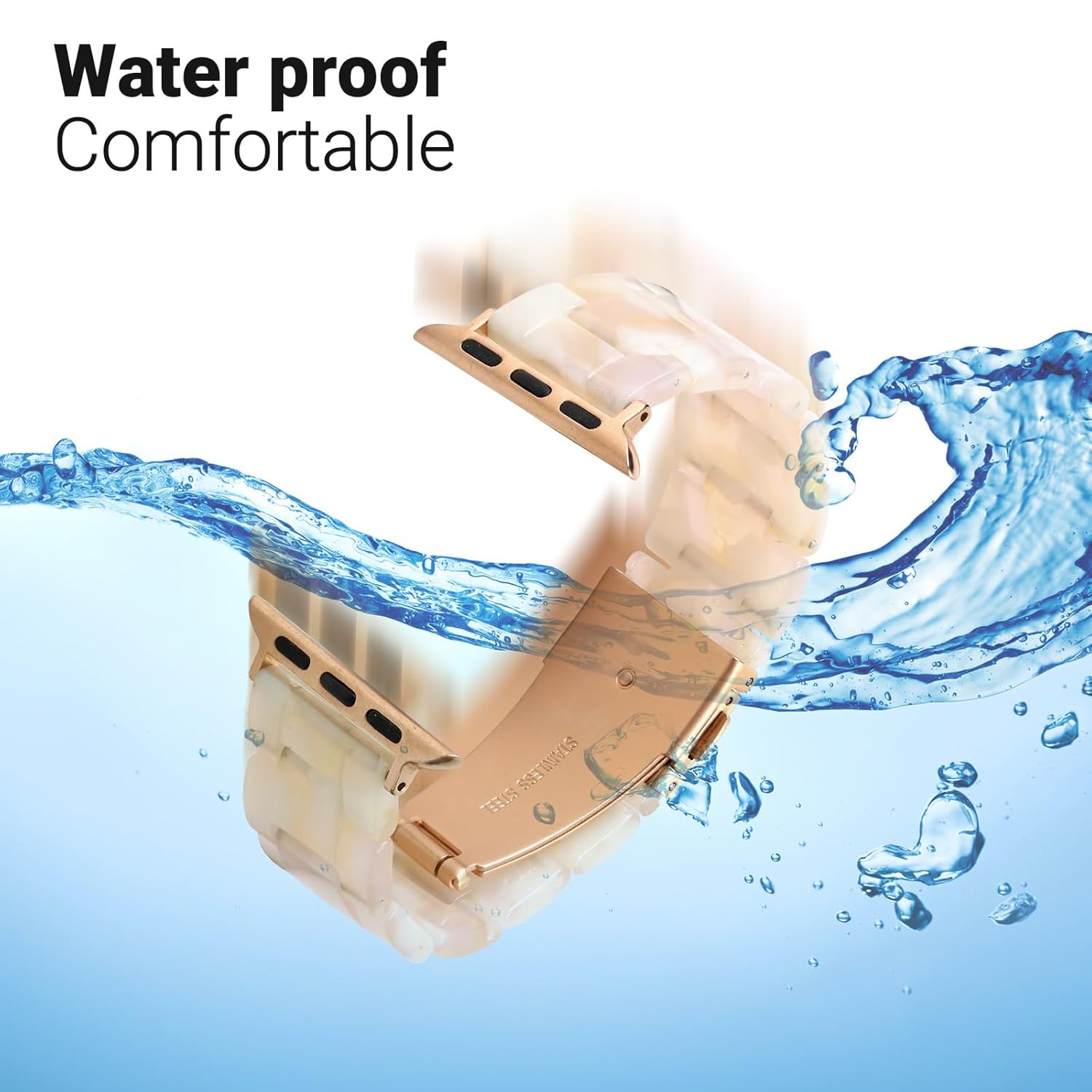 MAIRUI MAIRUI Pink Tan Resin Watch Band for Apple Watch 41mm 40mm 38mm Series 9 8 7 6 SE Slim Strap Bracelet for iWatch 5 4 3 2 1 Ultra Ultra 2 - View 4 of 8