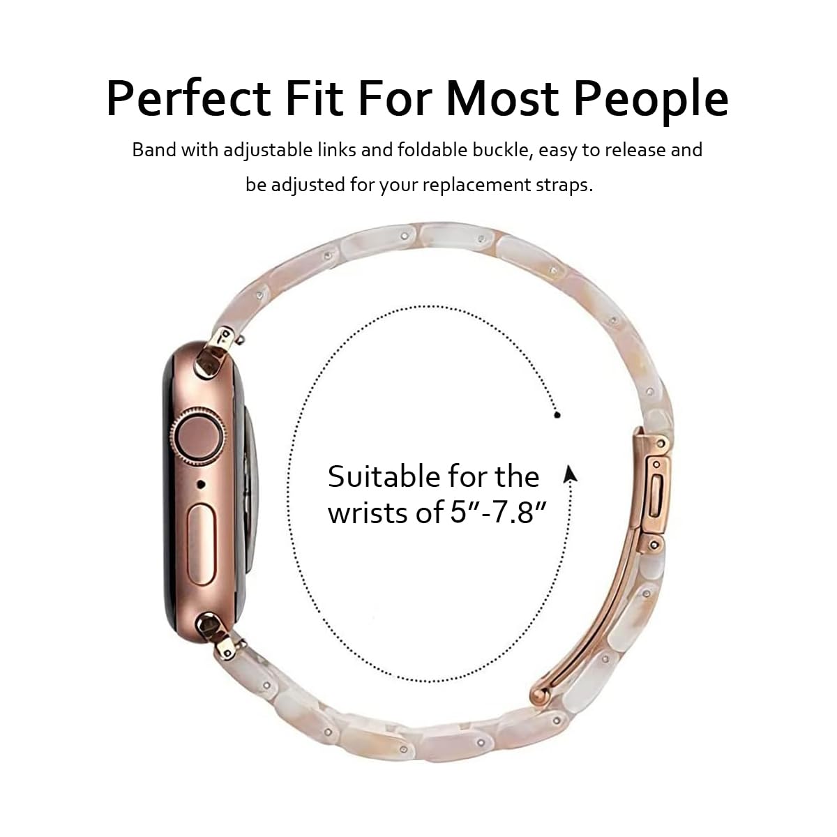 MAIRUI MAIRUI Pink Tan Resin Watch Band for Apple Watch 41mm 40mm 38mm Series 9 8 7 6 SE Slim Strap Bracelet for iWatch 5 4 3 2 1 Ultra Ultra 2 - View 6 of 8