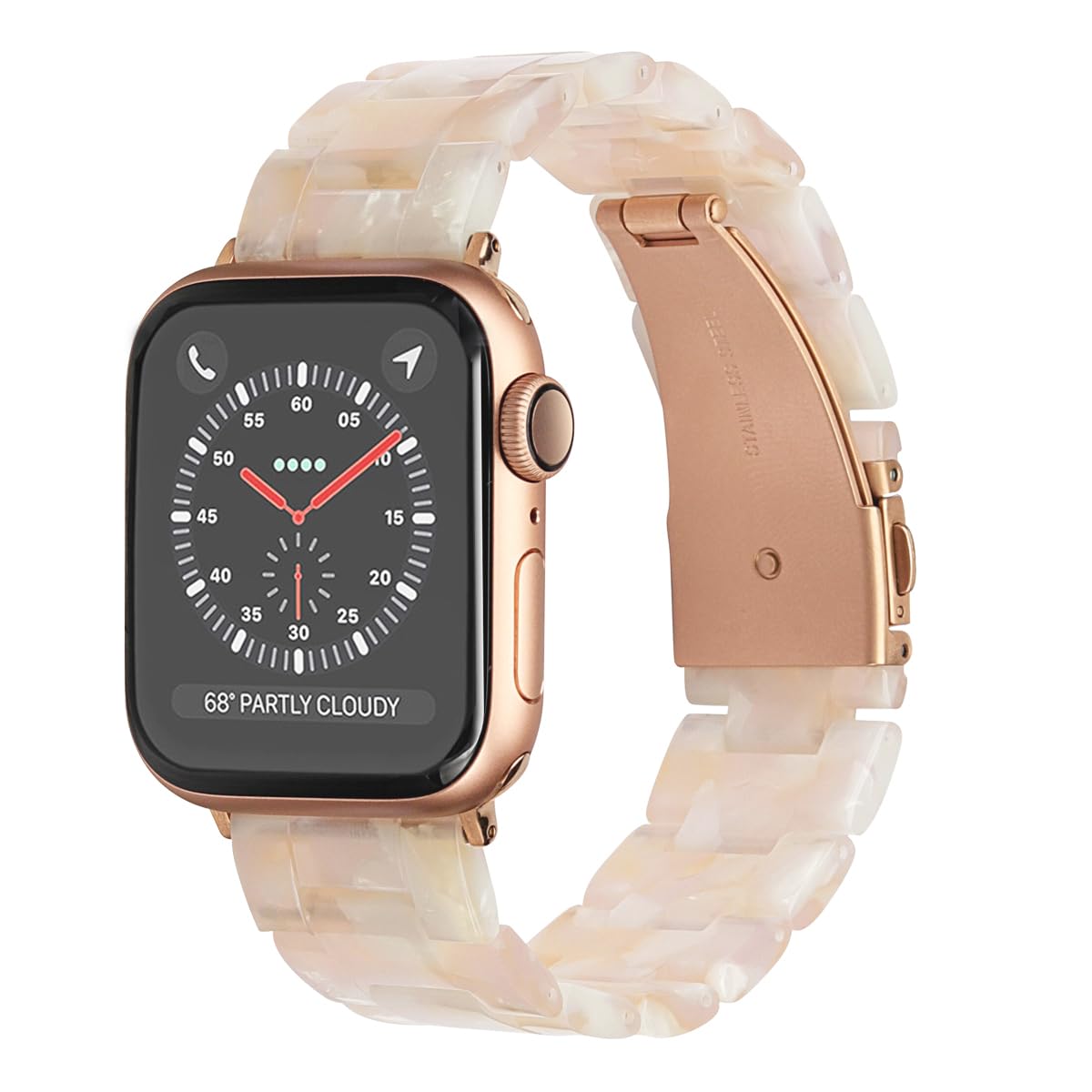 MAIRUI MAIRUI Pink Tan Resin Watch Band for Apple Watch 41mm 40mm 38mm Series 9 8 7 6 SE Slim Strap Bracelet for iWatch 5 4 3 2 1 Ultra Ultra 2