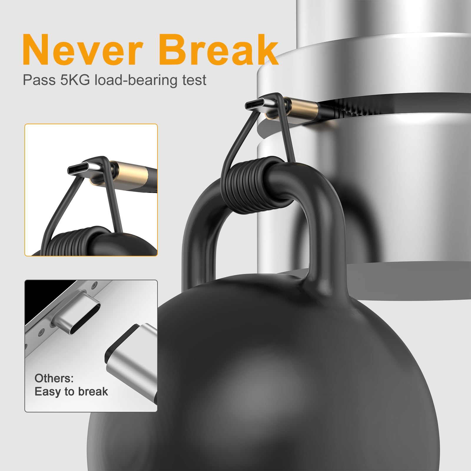 Icseio USB Type C Charger Cable Fast Charging 10ft Extra Long 2Pack for Samsung Galaxy S20 S10 S9 Note 10 LG V50 V40 V30 V20 - View 5 of 8