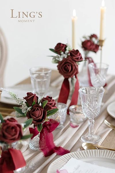 Ling's moment Ling's Moment Burgundy Rose Buds and Small Roses with Stem for DIY Wedding Bouquets Centerpieces Party Baby Shower Home Decor - View 2 of 6
