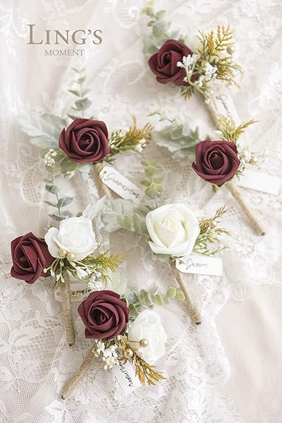 Ling's moment Ling's Moment Burgundy Rose Buds and Small Roses with Stem for DIY Wedding Bouquets Centerpieces Party Baby Shower Home Decor - View 4 of 6